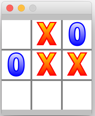 un jeu de tic-tac-toe avec des lettres X et O dessinées graphiquement en couleur